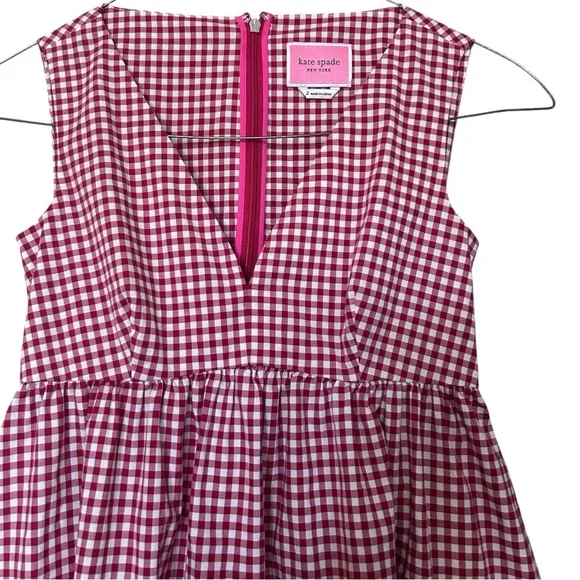 Kate Spade | Mini Gingham Vineyard Dress in Lava Falls Red & White Checkered - Picture 2 of 7